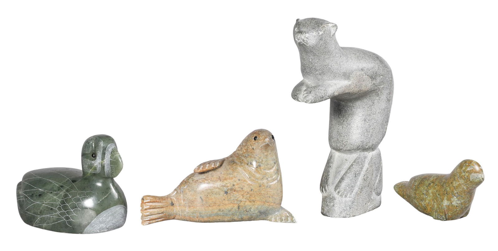 (4) Inuit Carved Stone Sculptures (1 of 8)