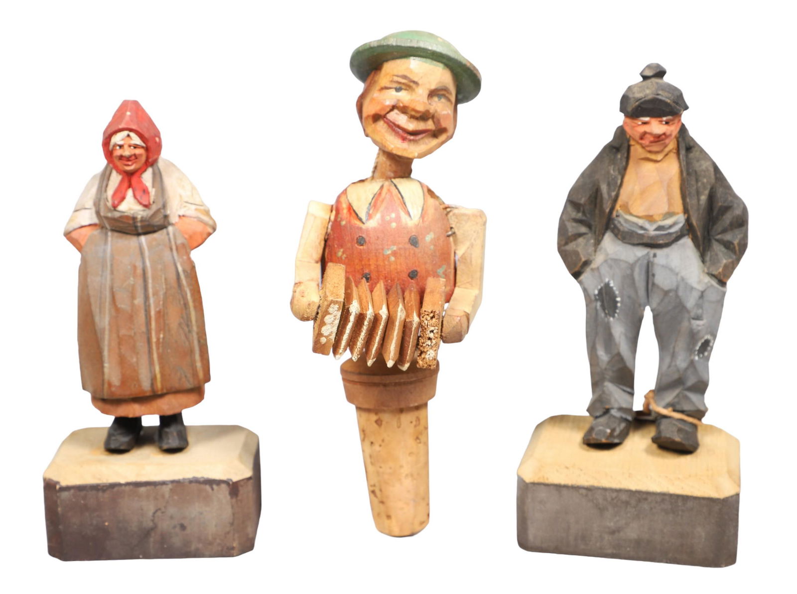 (3) Pcs Figural Carved Wood (1 of 6)