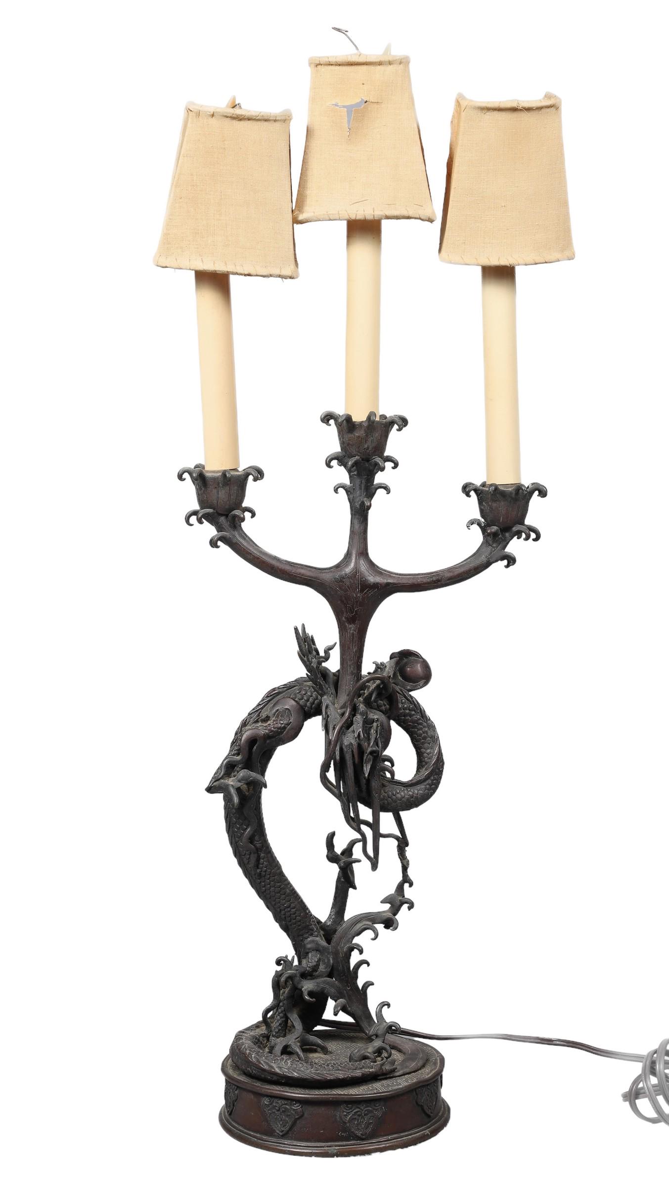 19th C Japanese Bronze Dragon Candelabra (1 of 19)