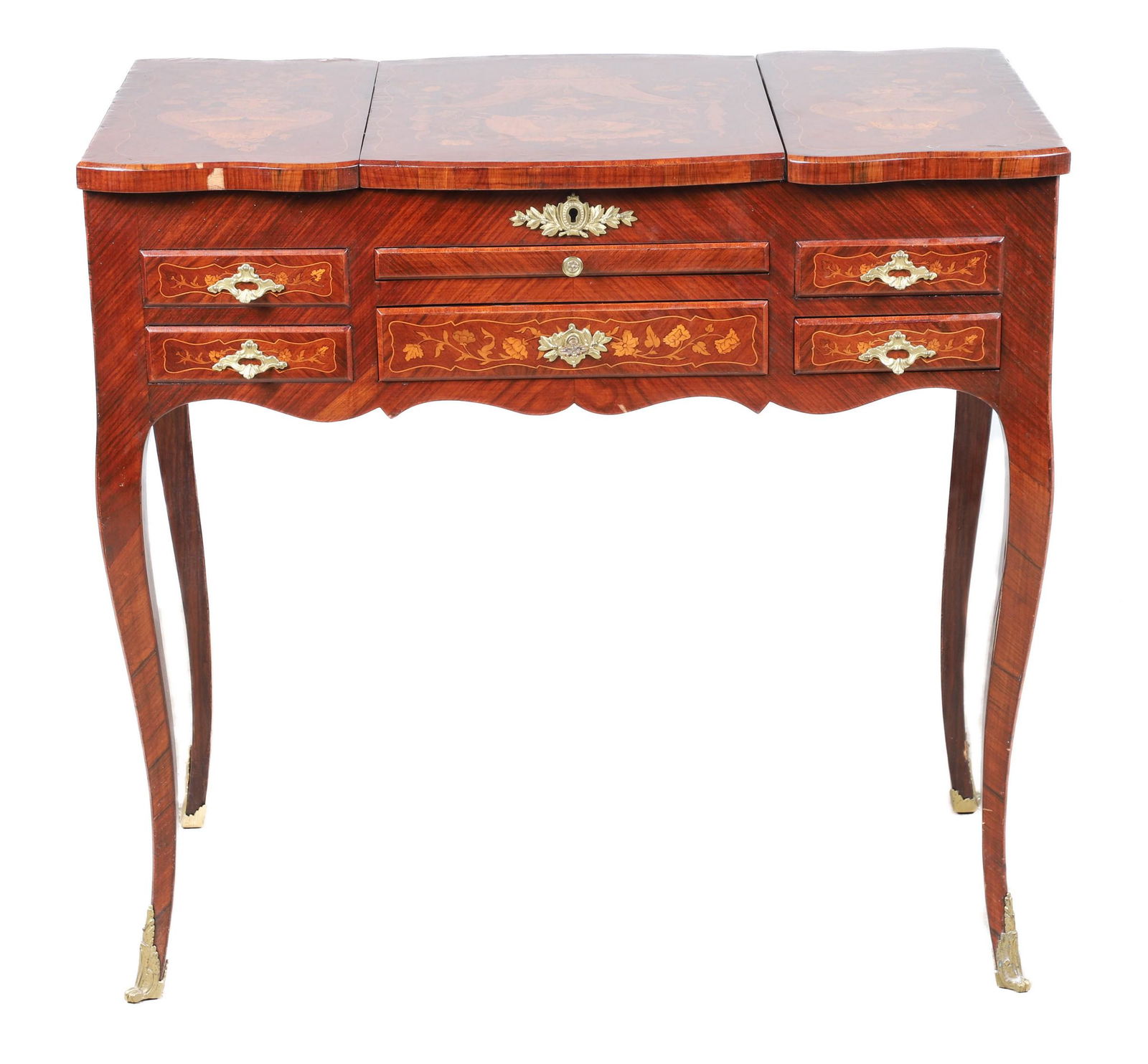 French style inlaid mahogany vanity (1 of 16)