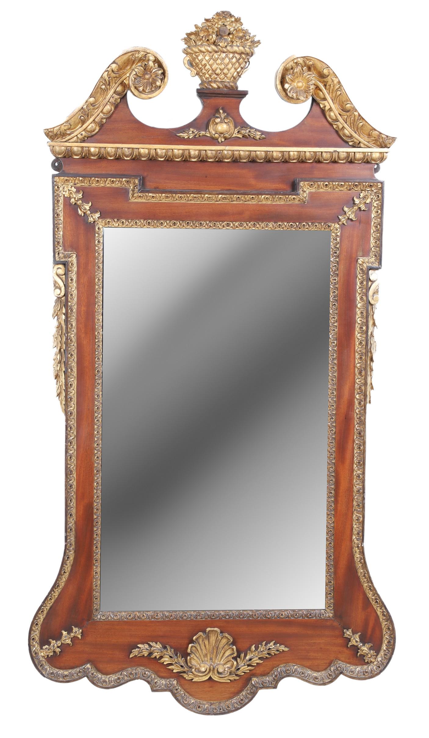 Georgian style mahogany and parcel gilt wall mirror, 19th c (1 of 7)