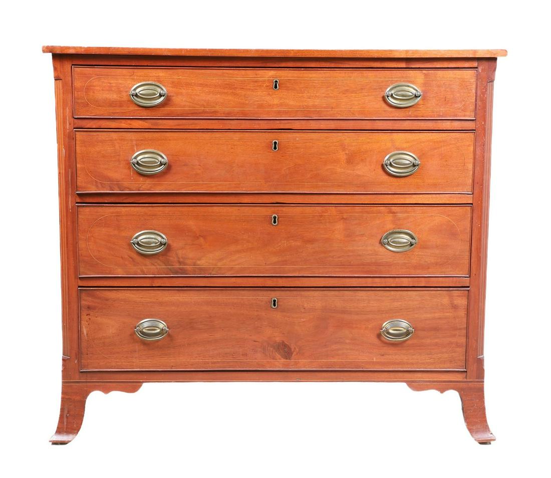 Cherry Hepplewhite String Inlaid 4 Drawer Bureau (1 of 5)