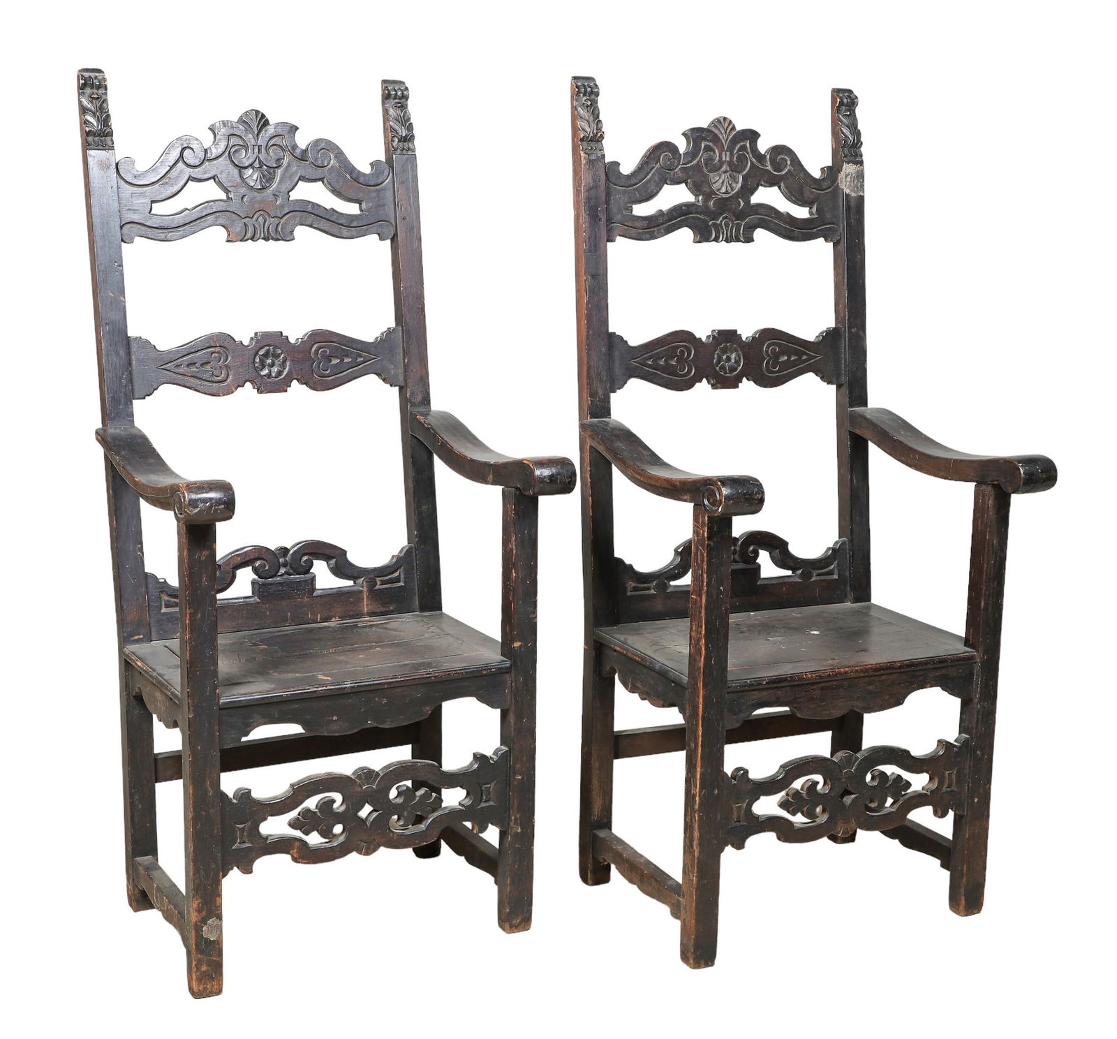 Pair carved throne chairs (1 of 8)