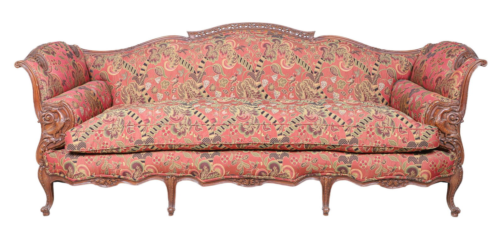 Victorian carved upholstered sofa (1 of 6)