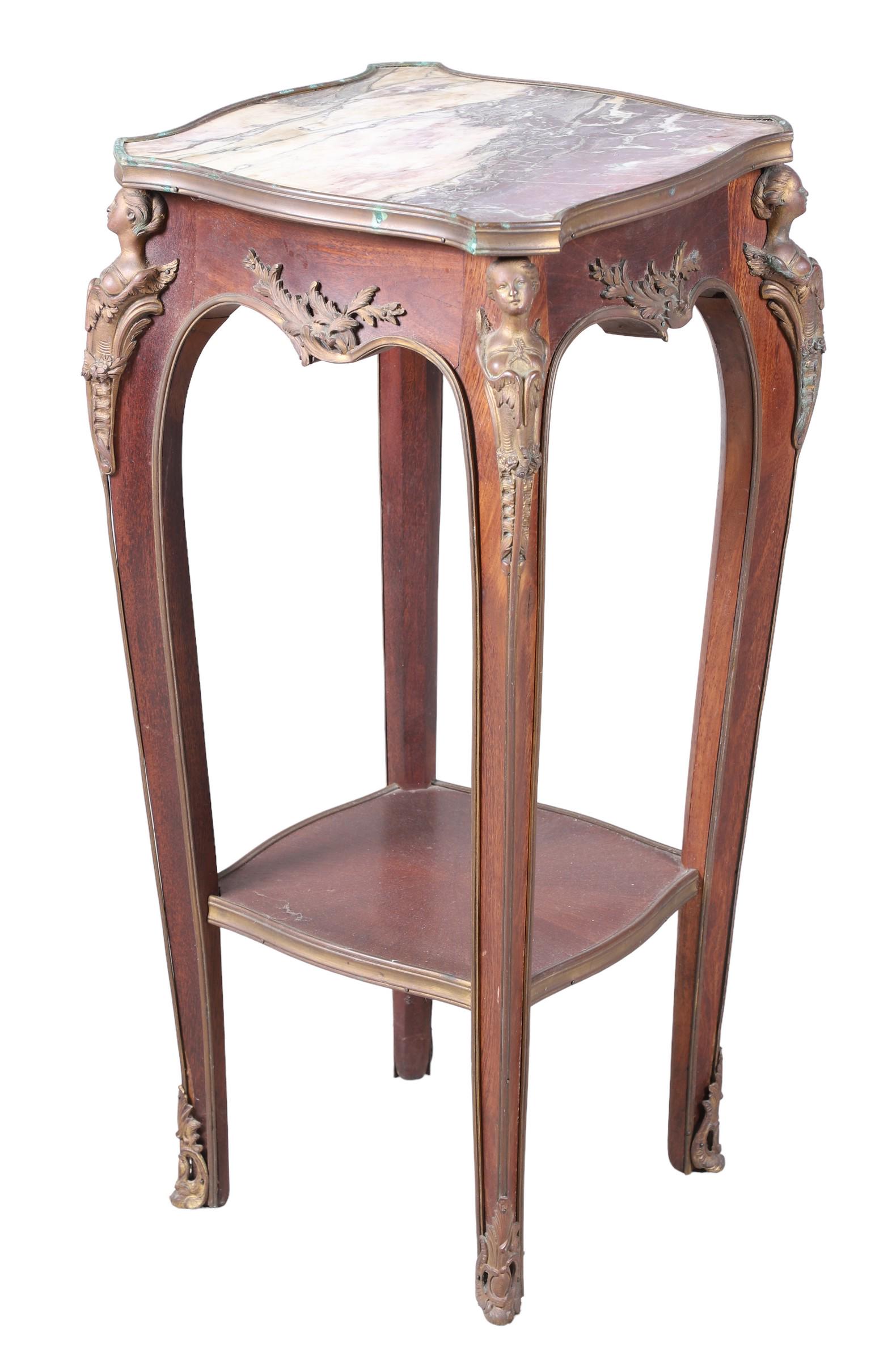 Louis XV style marbletop 2-tier stand (1 of 9)