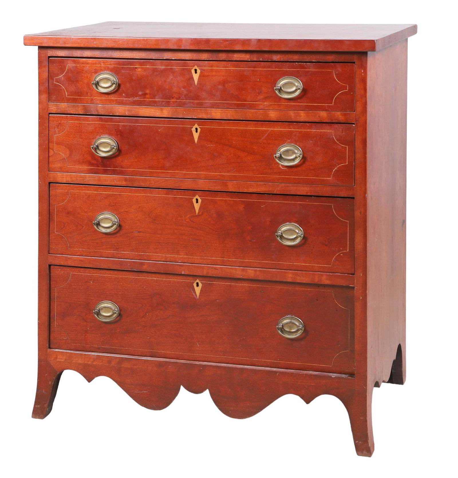 Inlaid mahogany 4-drawer Hepplewhite style bachelors chest (1 of 8)