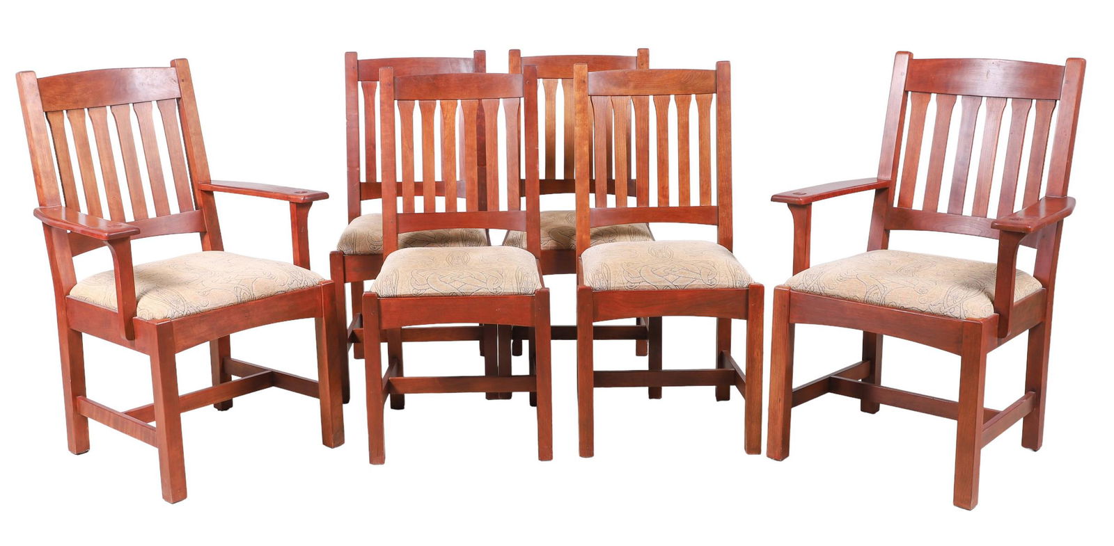 (6) Stickley cherry slatted dining chairs (1 of 6)