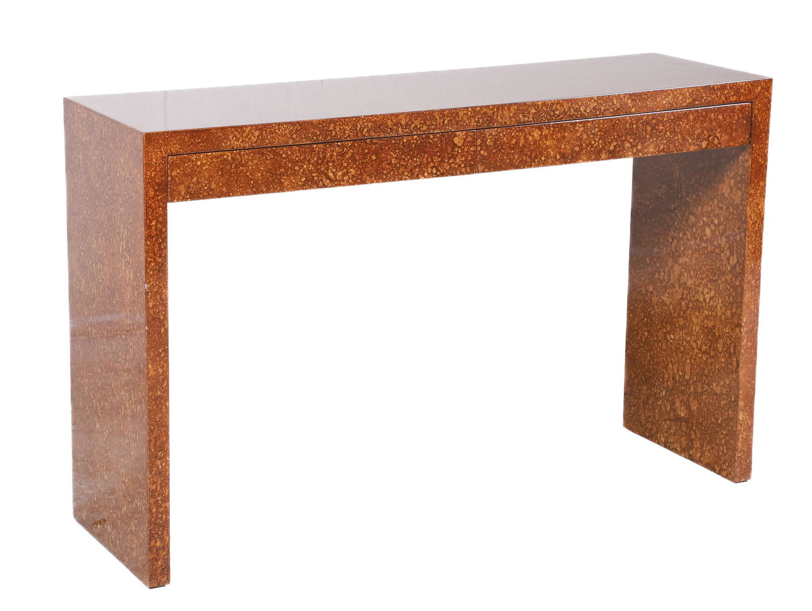 Milo Baughman style 2-drawer console table (1 of 7)