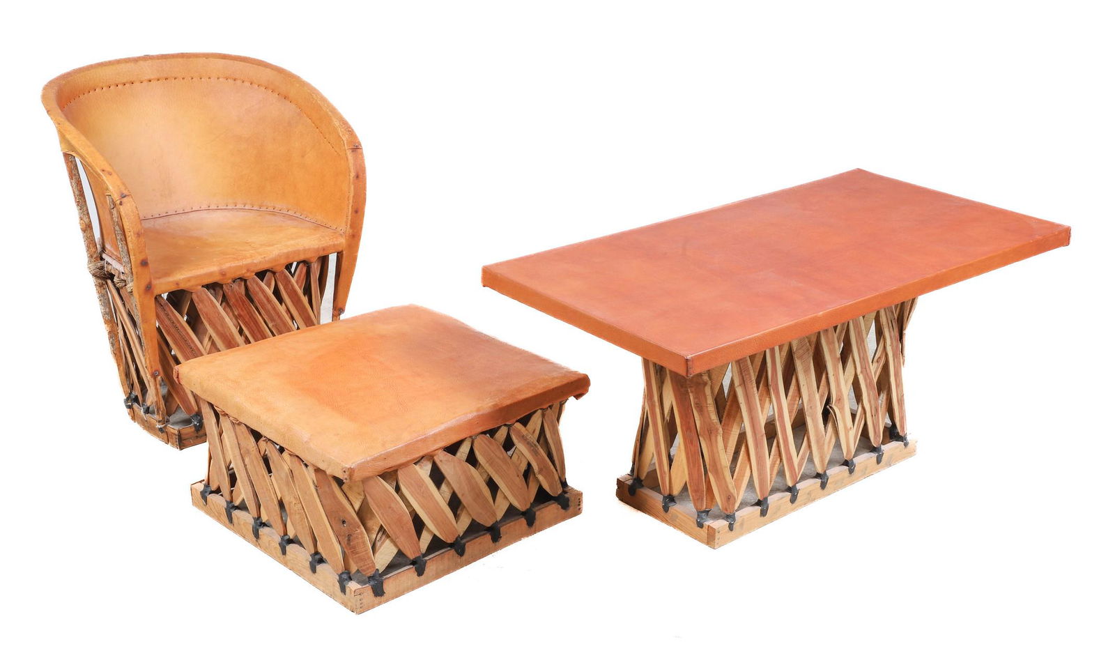 (3) pc Mexican Modern Design wood and leather Equipale living room set (1 of 17)
