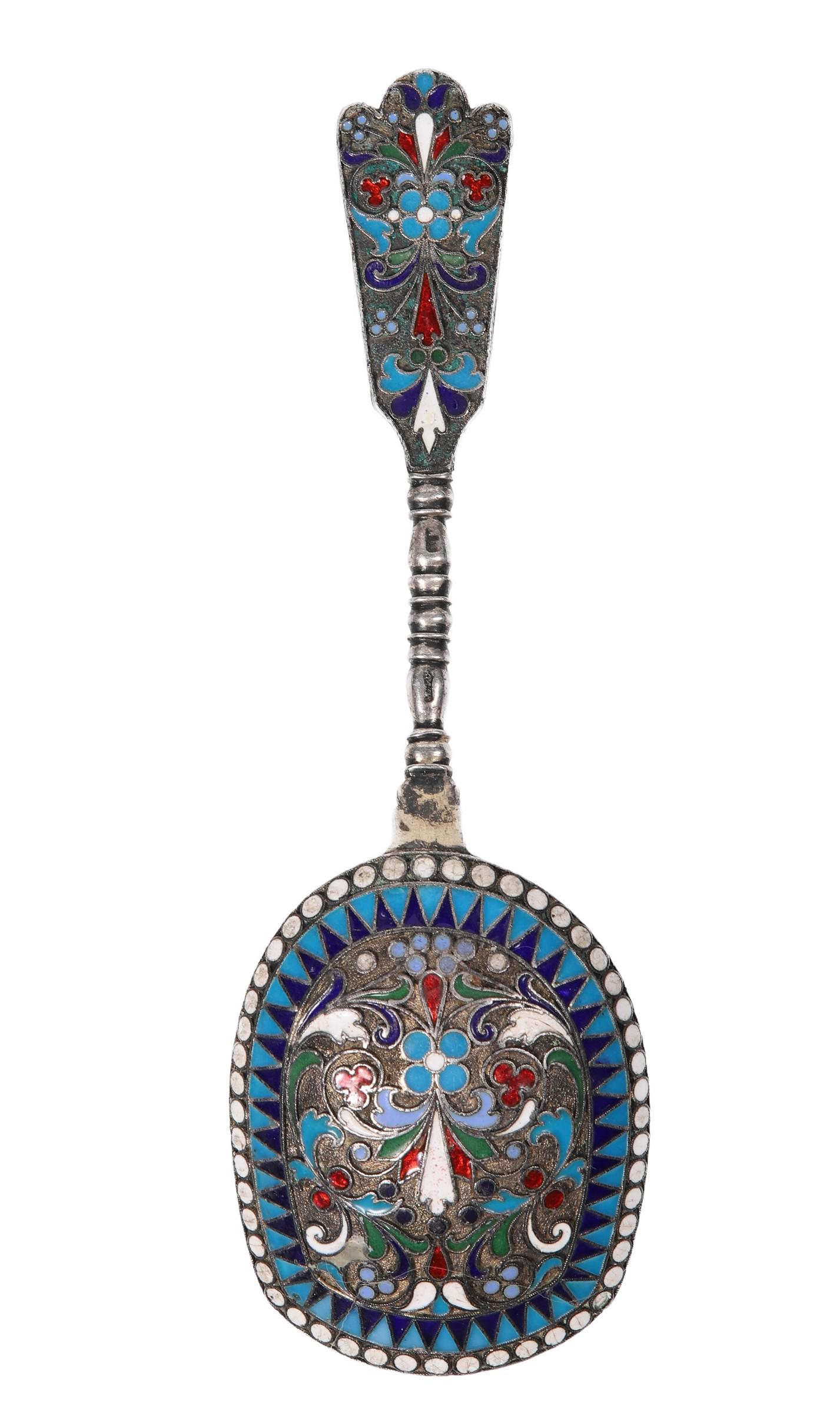 Russian Silver & Enamel Sugar Shovel (1 of 5)