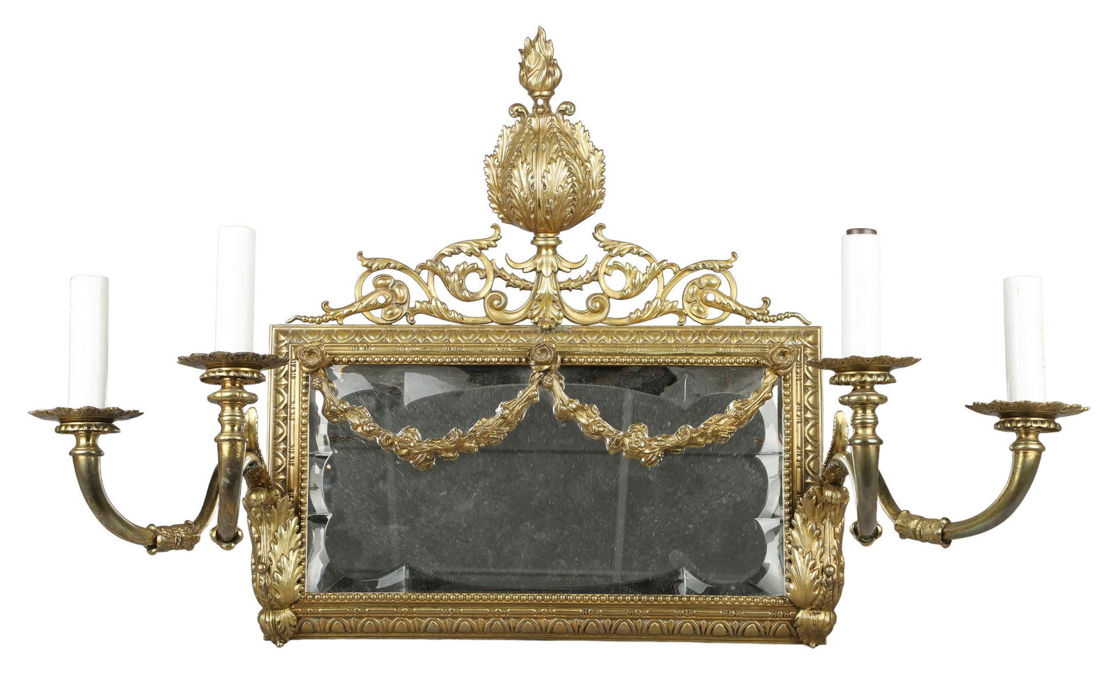 Gilt Bronze Mirrored Wall Sconce, Elaborate Bevel (1 of 9)