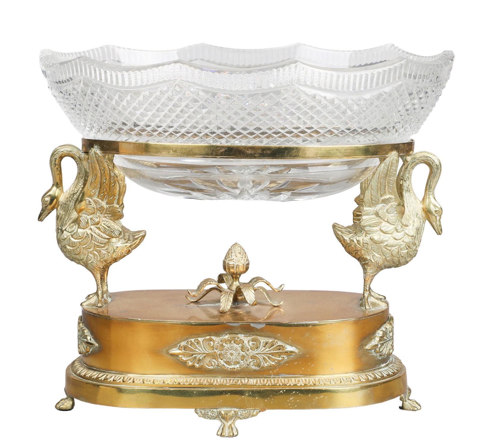 Gilt Bronze Swan Raised Crystal Center Bowl (1 of 6)