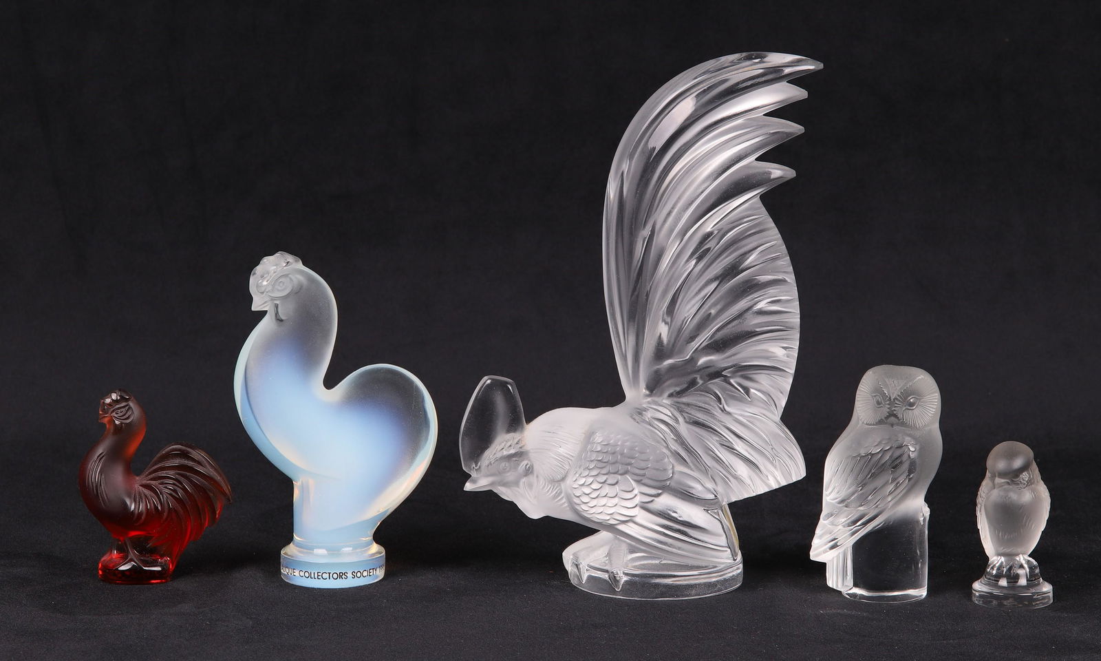 (5) Lalique Crystal Roosters and Owls (1 of 12)