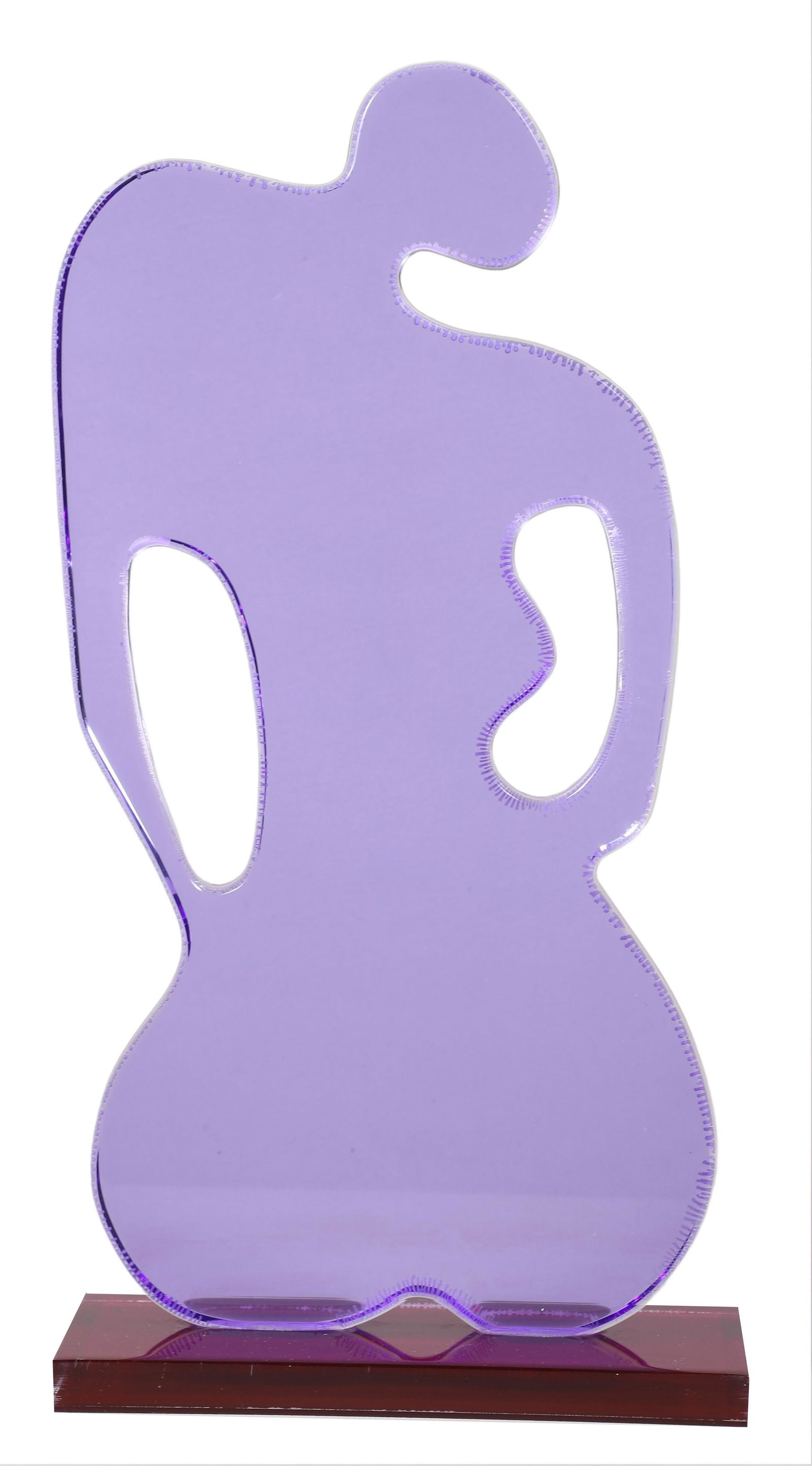 Shlomi Haziza Lucite Figural Sculpture: Shlomi Haziza lucite stylized figural sculpture, purple female form, usigned, 20-1/8" h