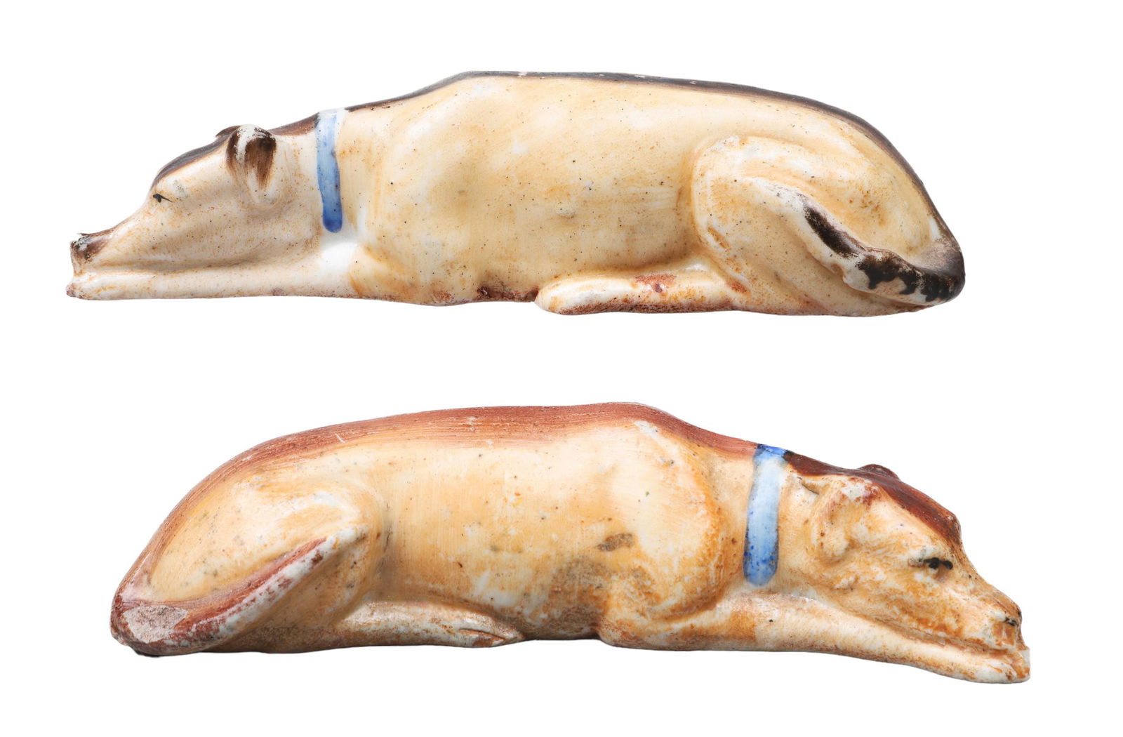 Pair of Staffordshire Recumbent Dog Figures (1 of 5)