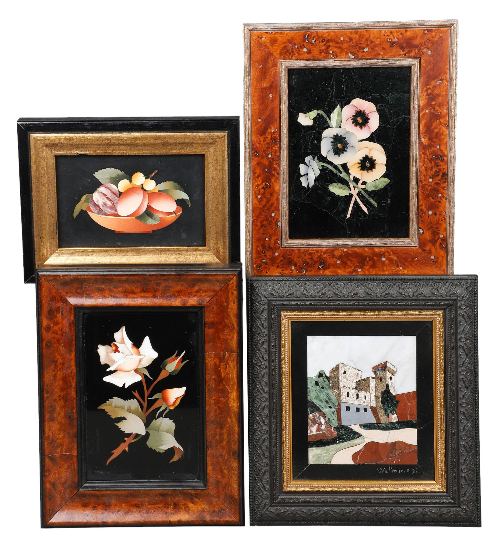 (4) Pietra Dura Framed Plaques (1 of 8)