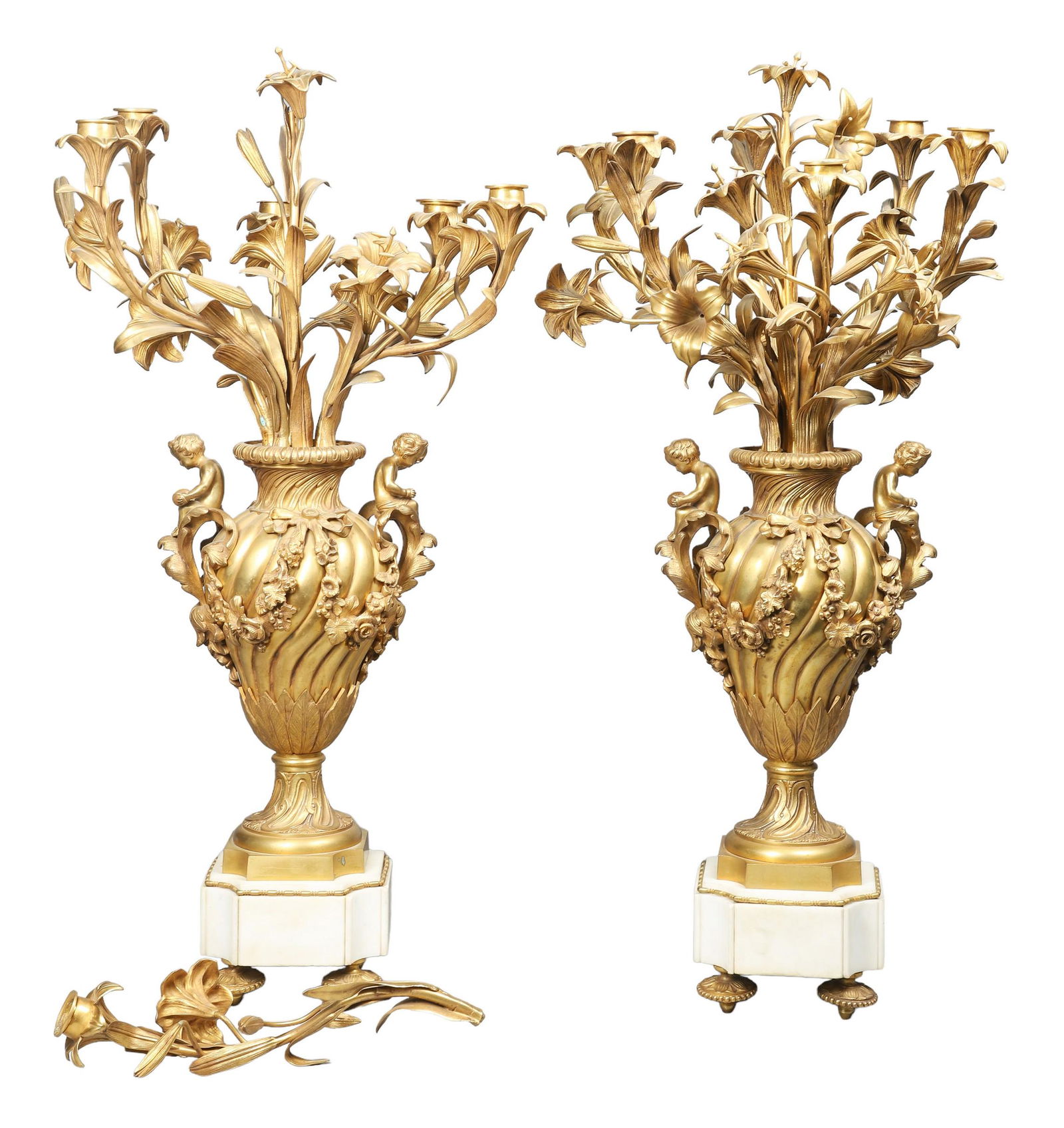 Louis XVI Style French Gilt Bronze Candelabra Pair (1 of 7)