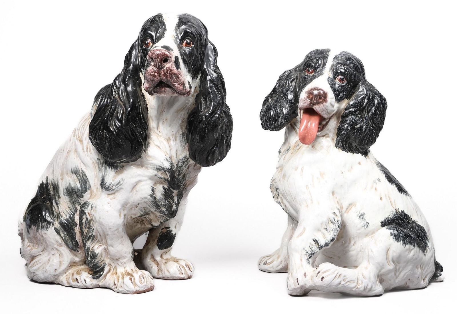 Italian Pottery Springer Spaniel and Pup (1 of 10)
