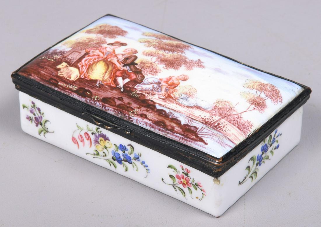 English Battersea Bilston Enamel Table Snuff Box (1 of 8)