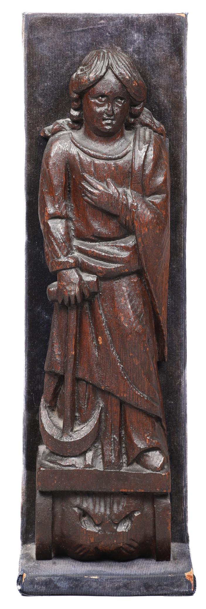 17th C English Carved Wood Figure of Saint (1 of 5)