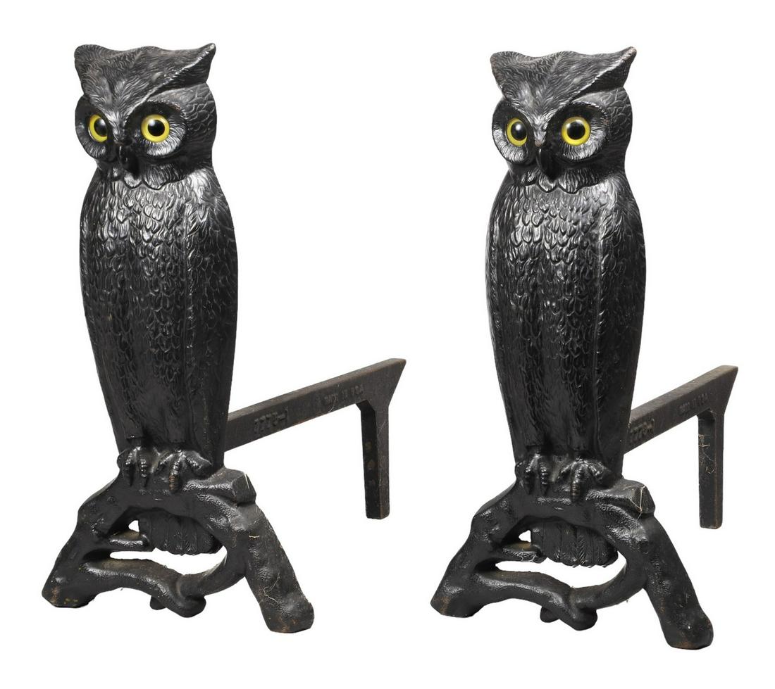 Howes Boston Mass. Cast Iron Owl Andirons (1 of 5)