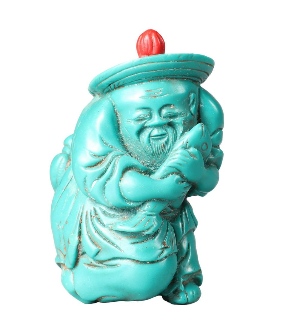 Chinese Carved Turquoise Figural Snuff Bottle (1 of 6)
