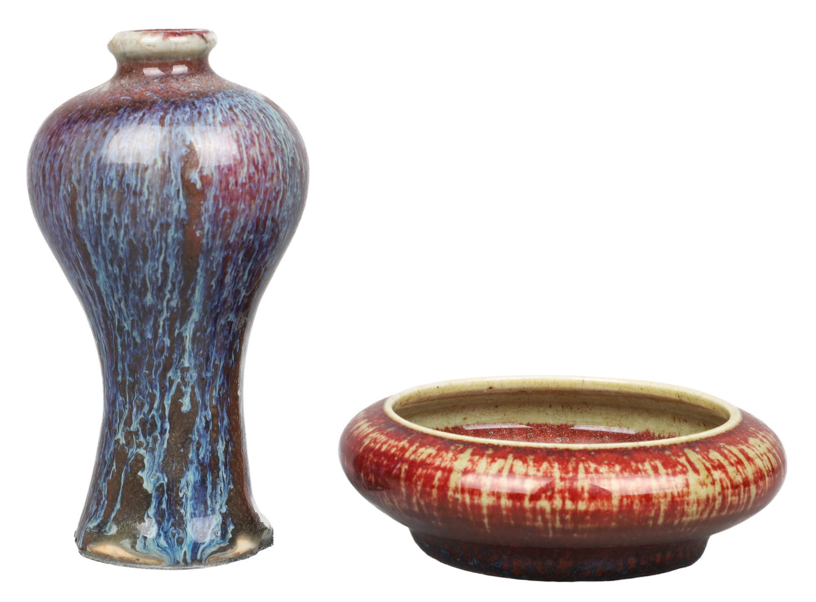 (2) Pcs Chinese Flambe Glaze Porcelain (1 of 15)