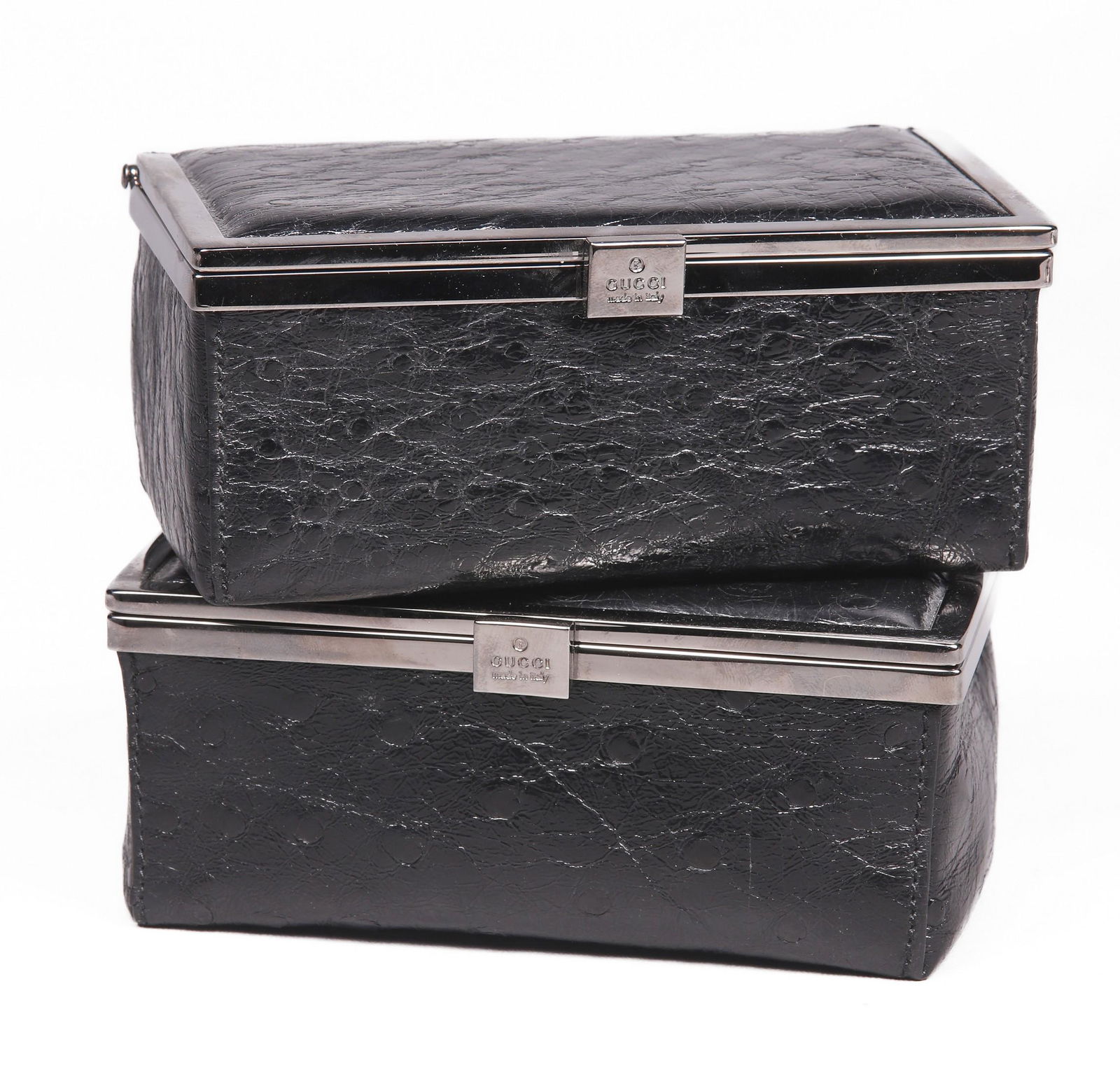 (2) Gucci Black Ostrich Jewelry Travel Cases (1 of 4)