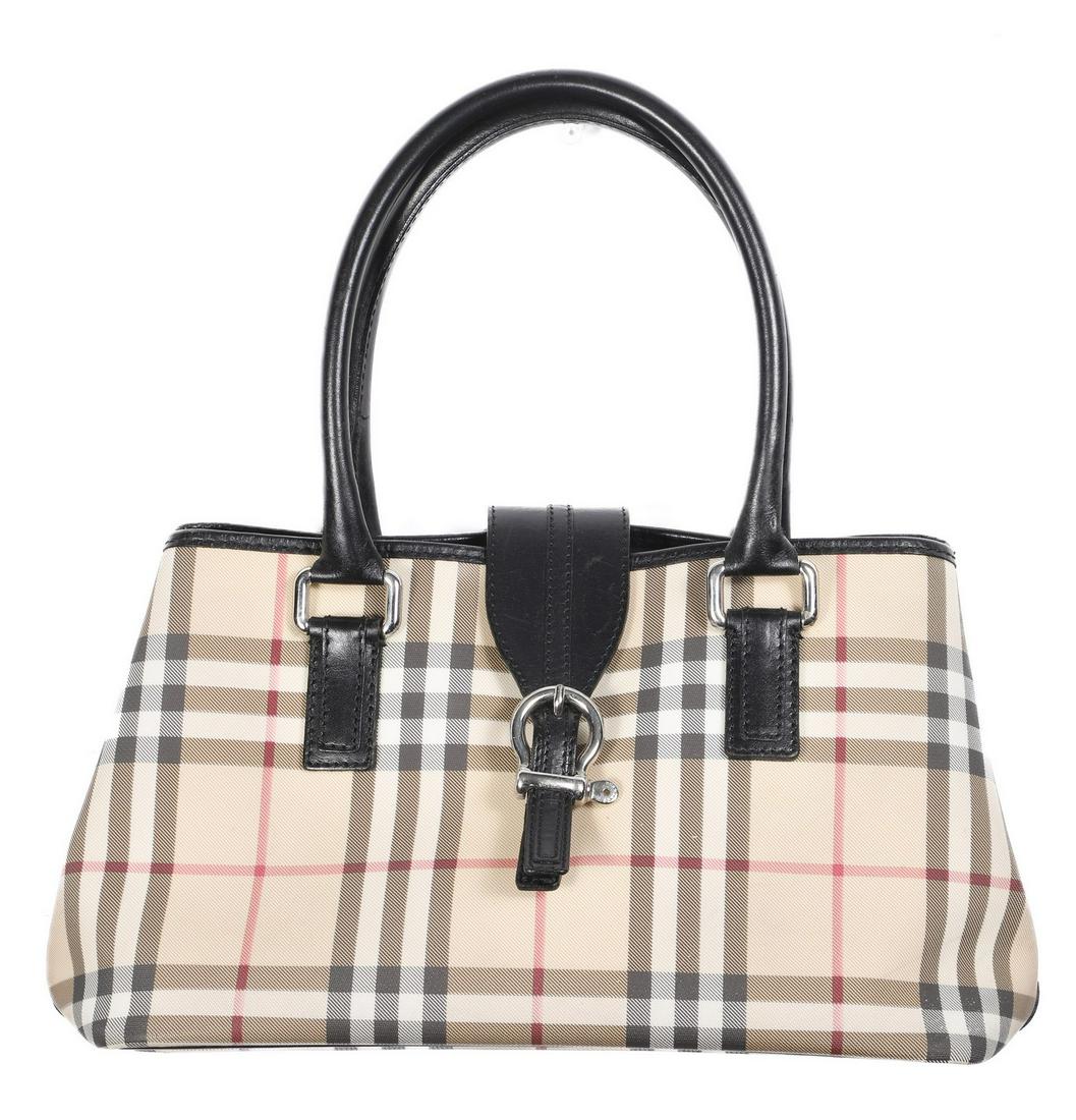 Burberry Plaid Canvas And Leather Purse