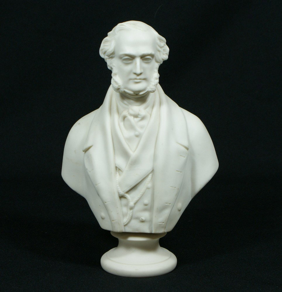 Copeland parian bust of Lord George Bentinck (18: Copeland parian bust of Lord George Bentinck (1802-1848, Marked Count D'Orsay Sculp. 1848 Copeland, 9 3/4" tall