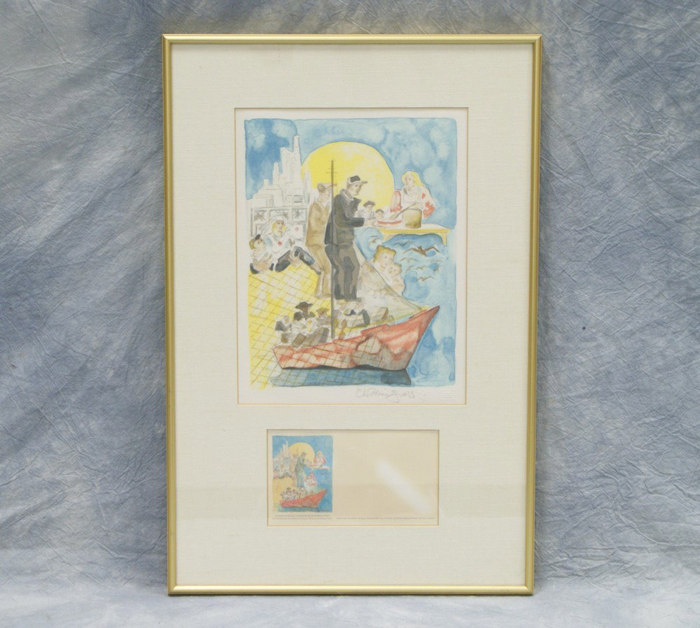 Chaim Gross, New York Massachusetts and Austria, : Chaim Gross, New York Massachusetts and Austria, 1904-1991, watercolor on paper and printed envelope, original design for an envelope cover made for the International Conference on Population, World F