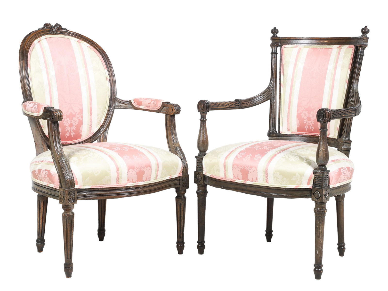 (2) Louis XVI style upholstered open armchairs (1 of 3)