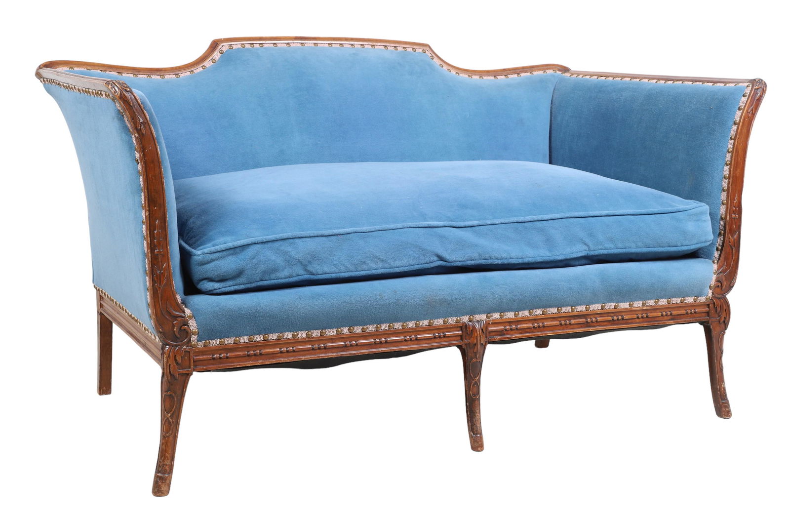 French style walnut upholstered settee (1 of 20)