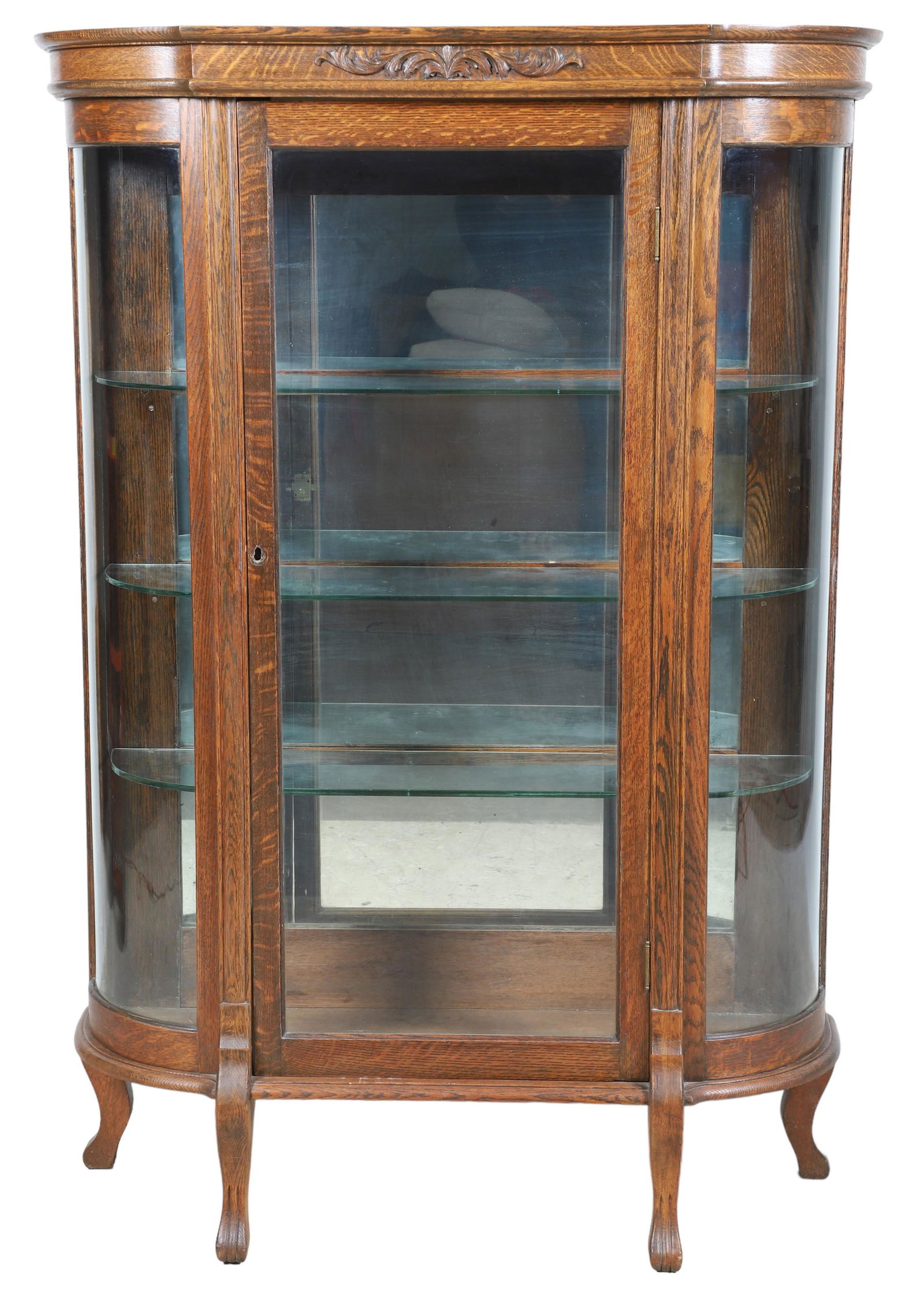 Oak carved display cabinet (1 of 3)