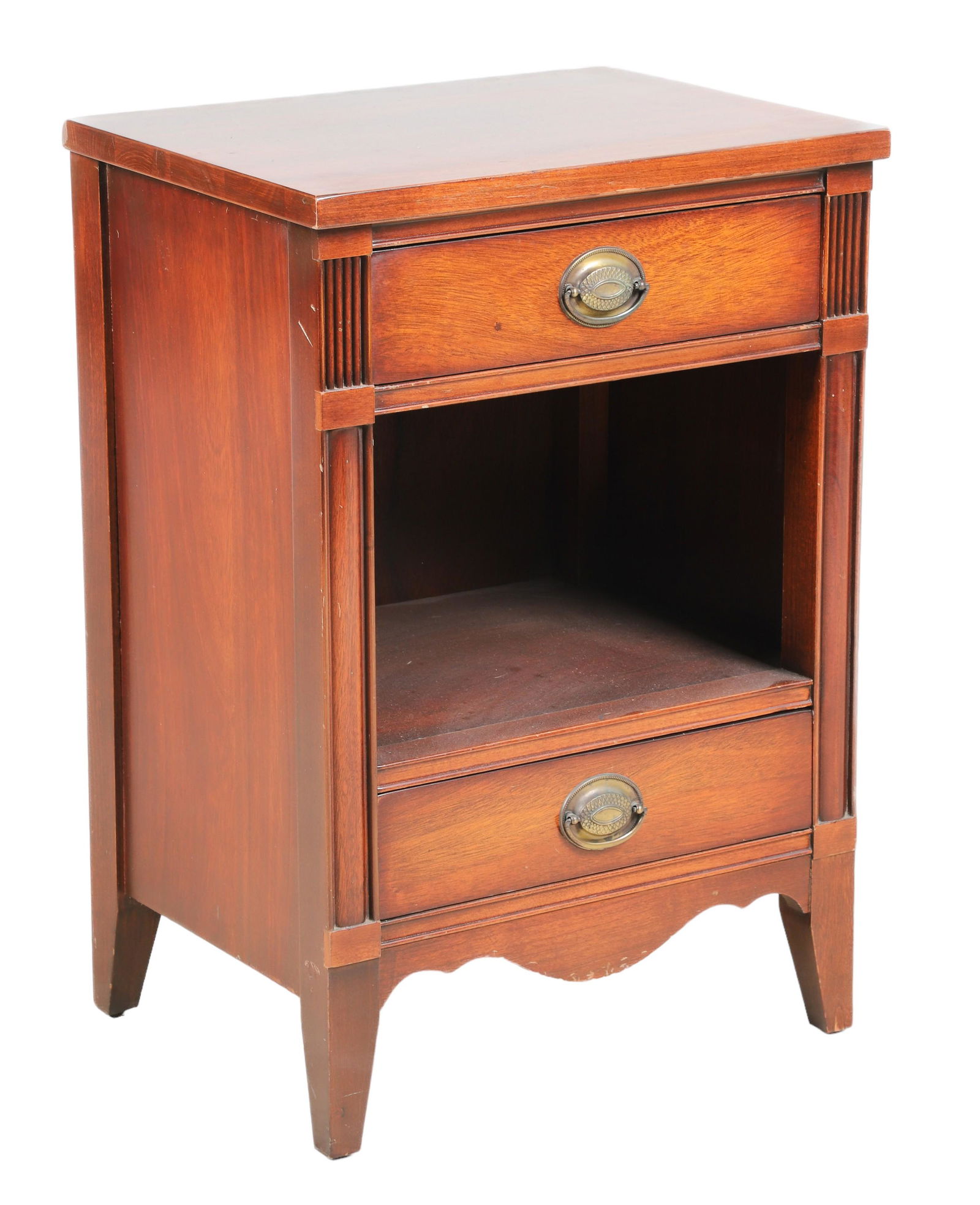 National Furniture Co Mahogany 2-drawer side table (1 of 3)
