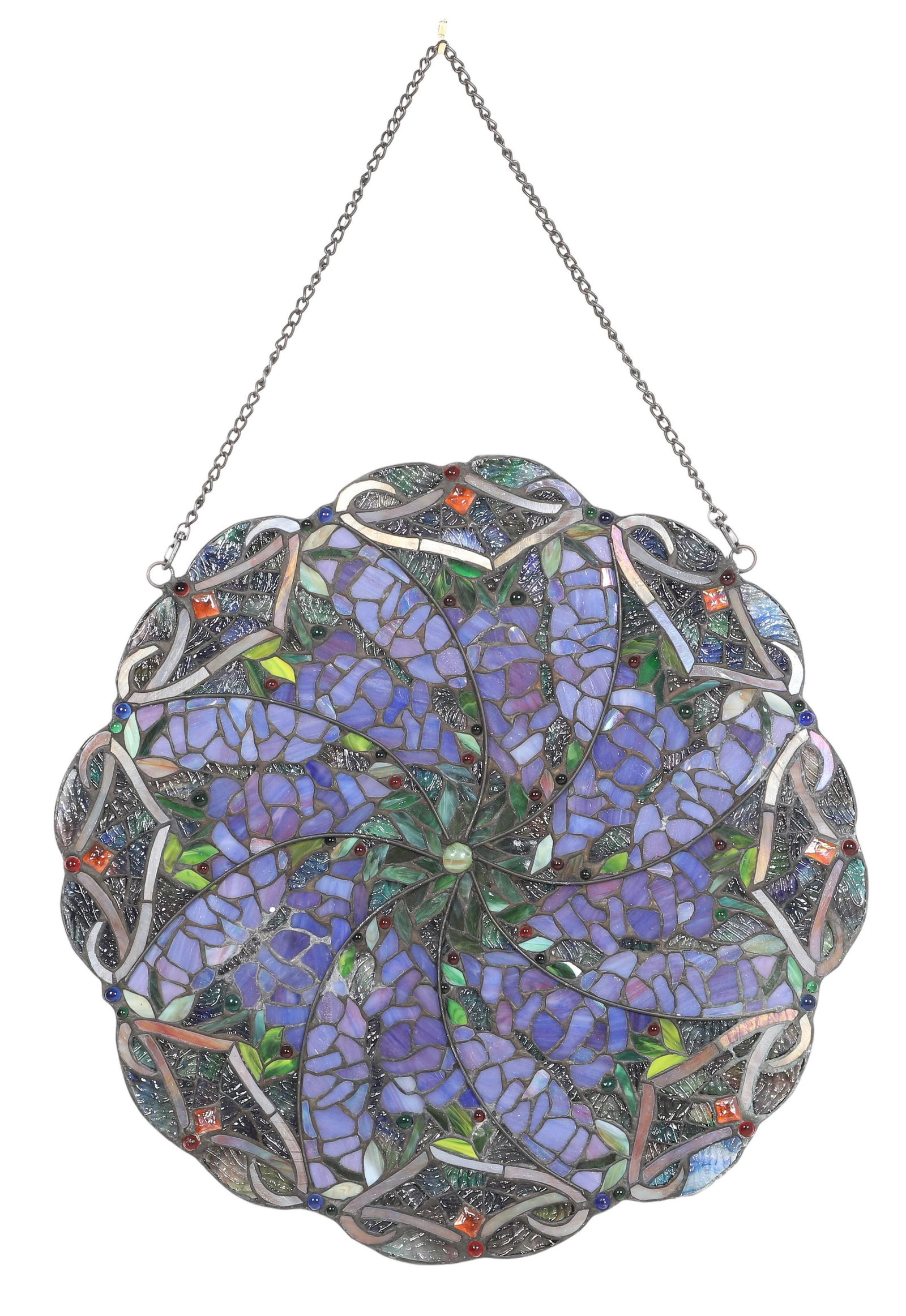 Iridescent Stained Glass Flower Form Hanging Panel (1 of 2)