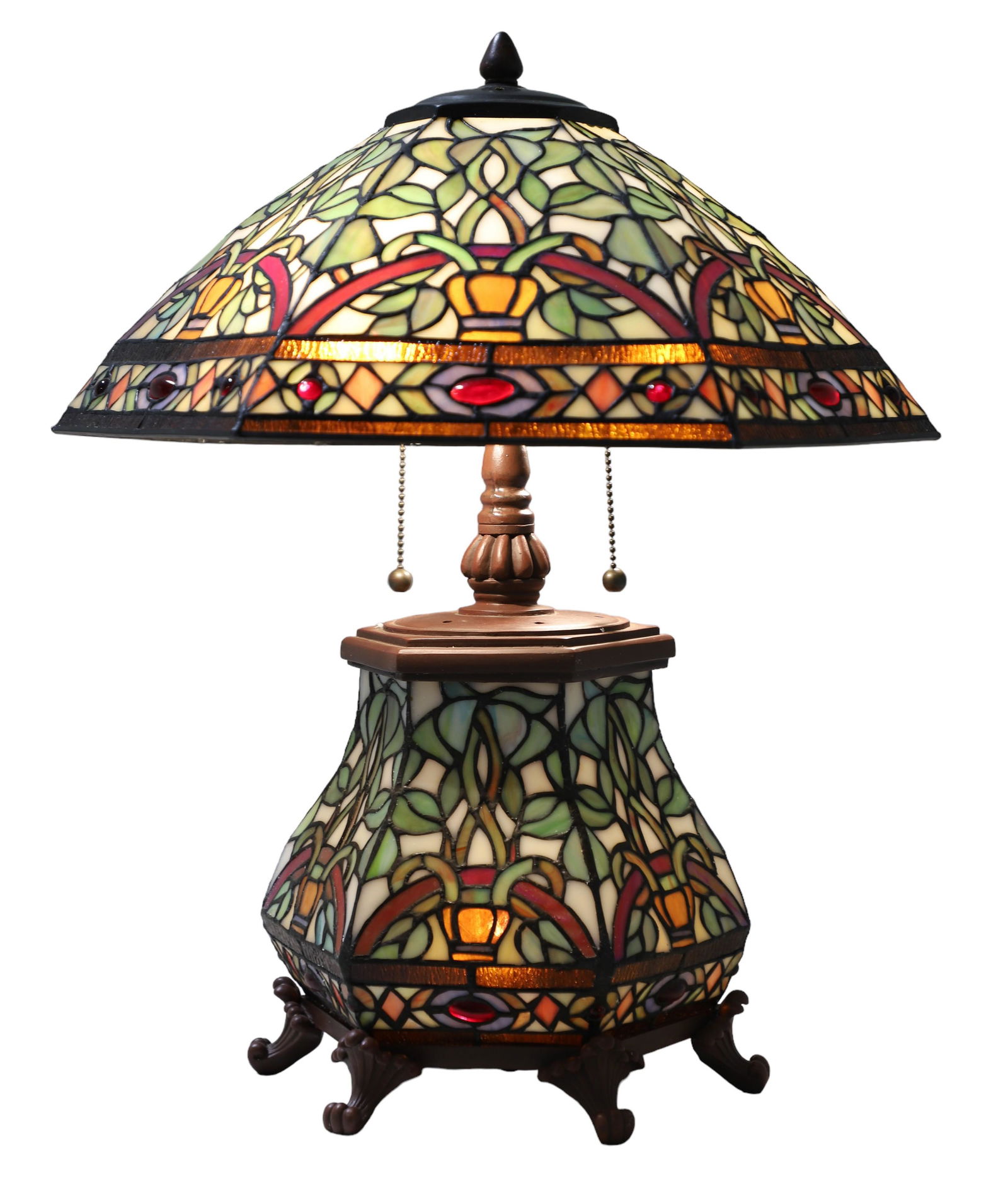 Tiffany Style Stained Glass Table Lamp (1 of 4)