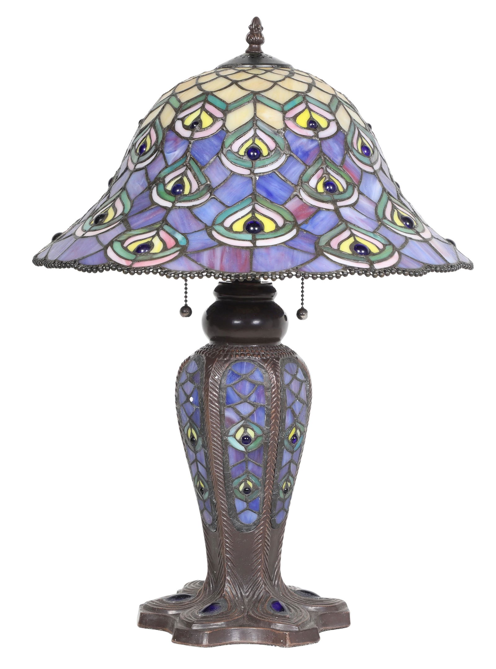 Tiffany Style Peacock Feather Stained Glass Lamp (1 of 4)