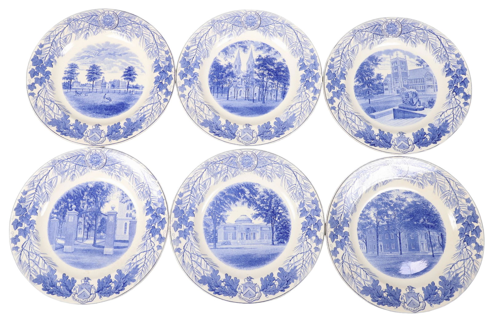 (6) Wedgwood Transferware Bowdoin College Plates (1 of 7)