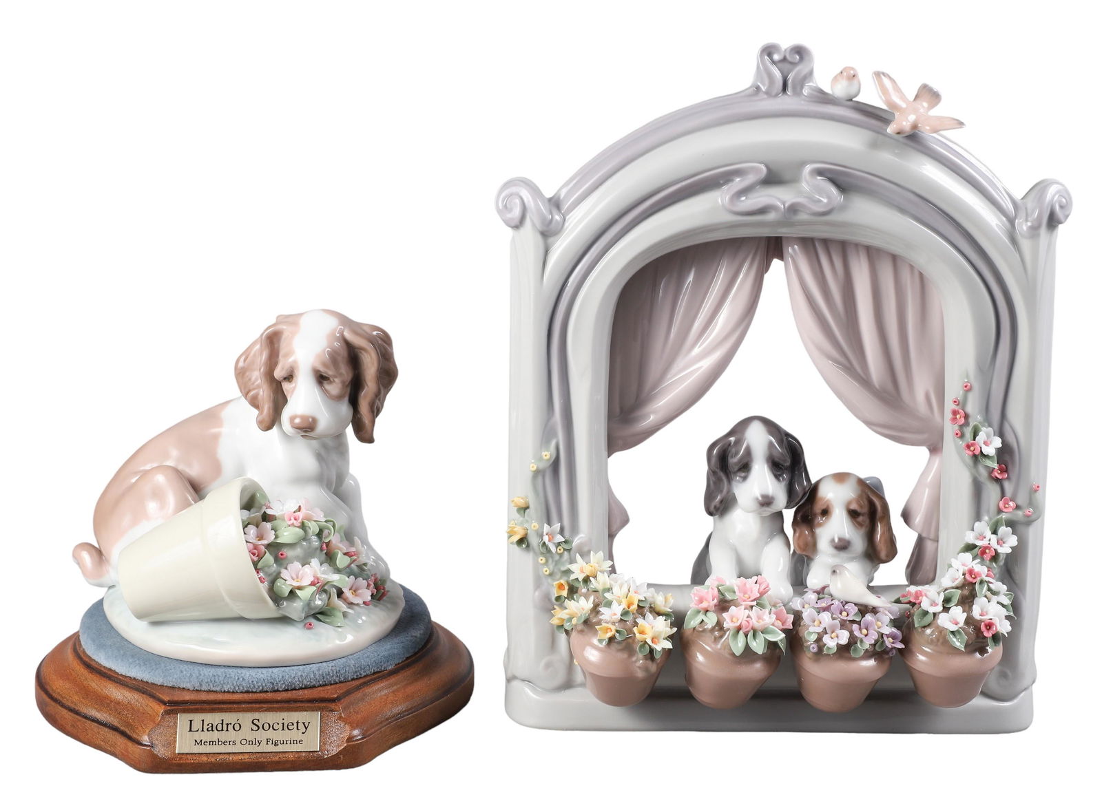 (2) Lladro Porcelain Dog Figures (1 of 9)