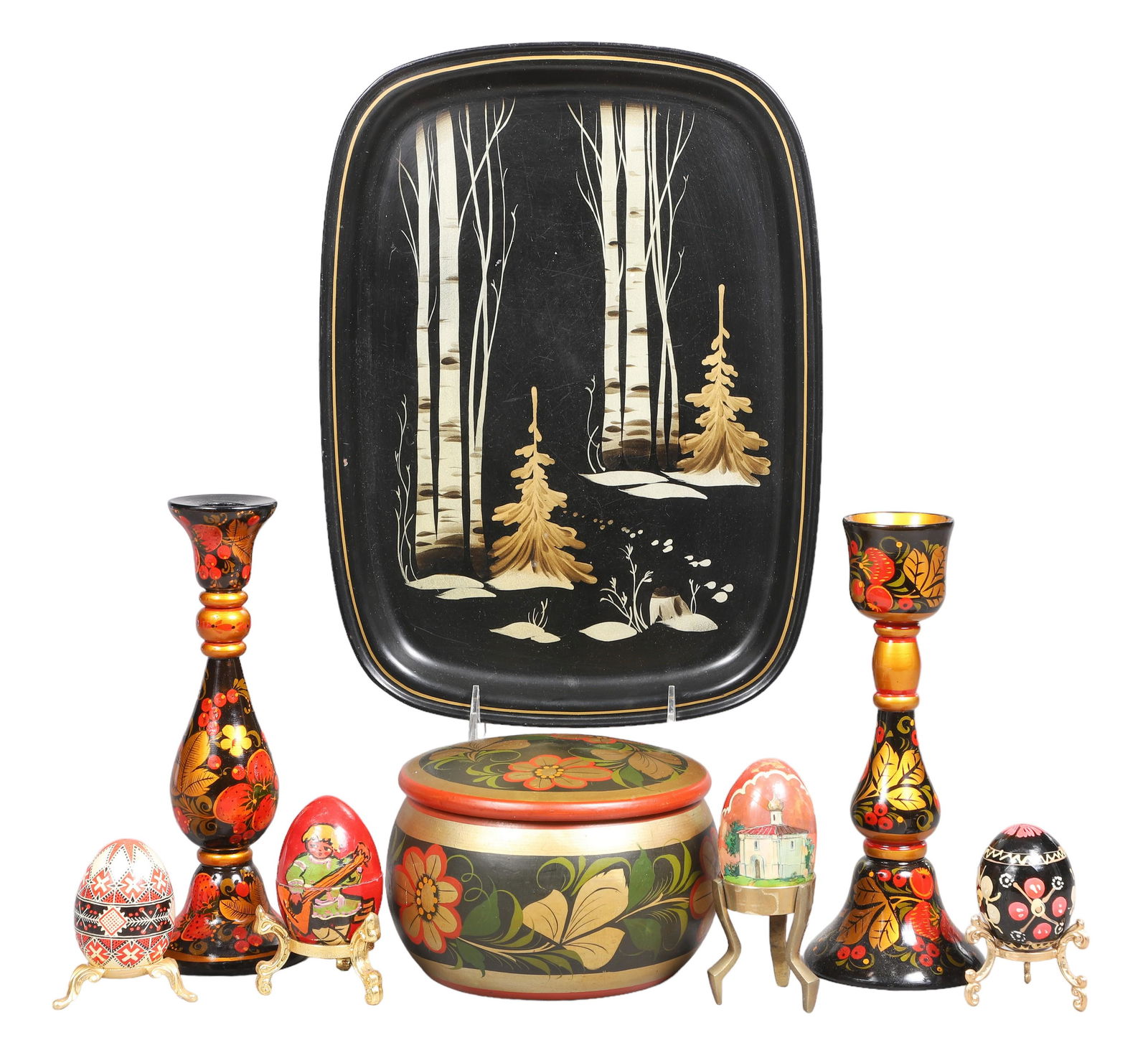 (8) Pcs Russian Lacquer & Toleware (1 of 9)