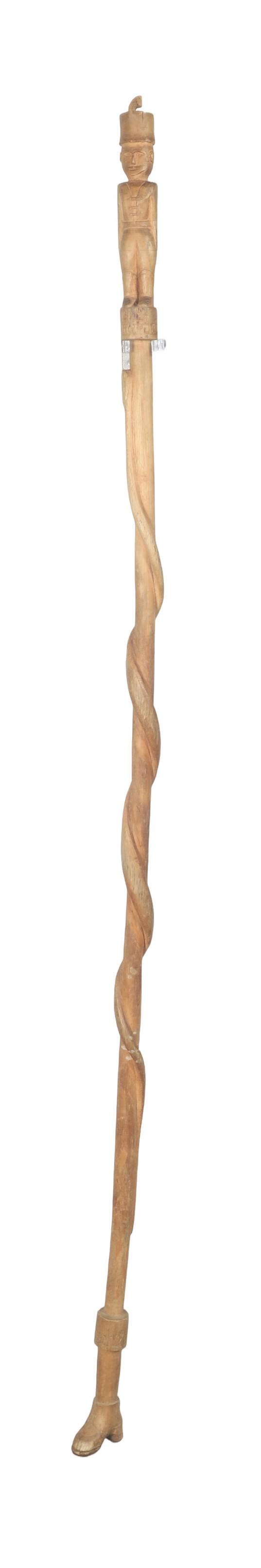 Carved Wood Figural Walking Stick (1 of 3)