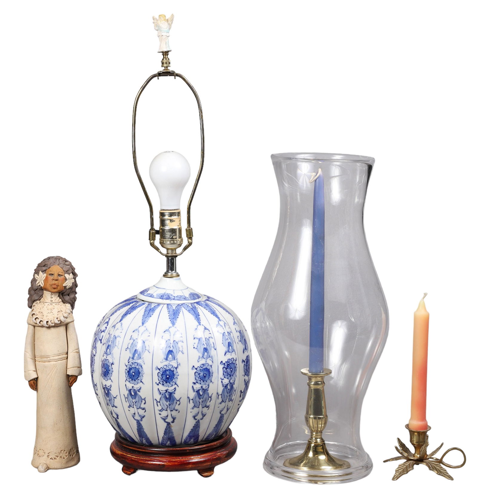 Table Lamp, Candlesticks & Pottery Figure (1 of 8)