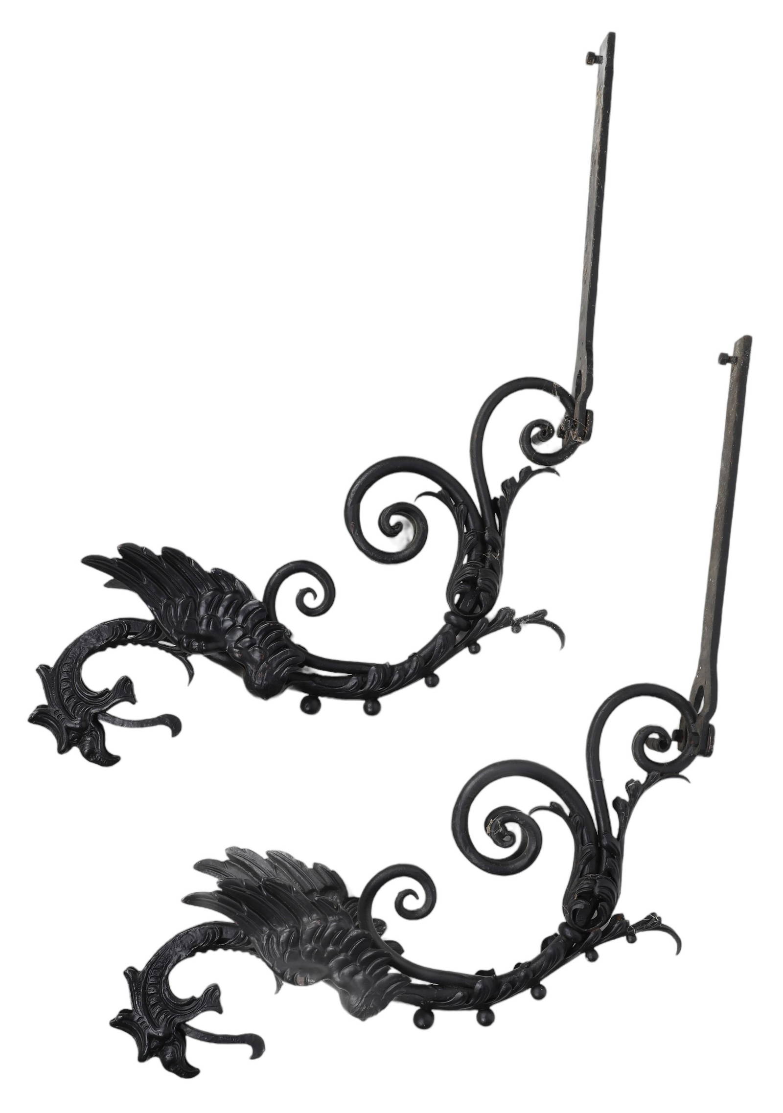 Pair of Cast Iron Dragon Architectural Elements (6796) on Mar 28, 2023