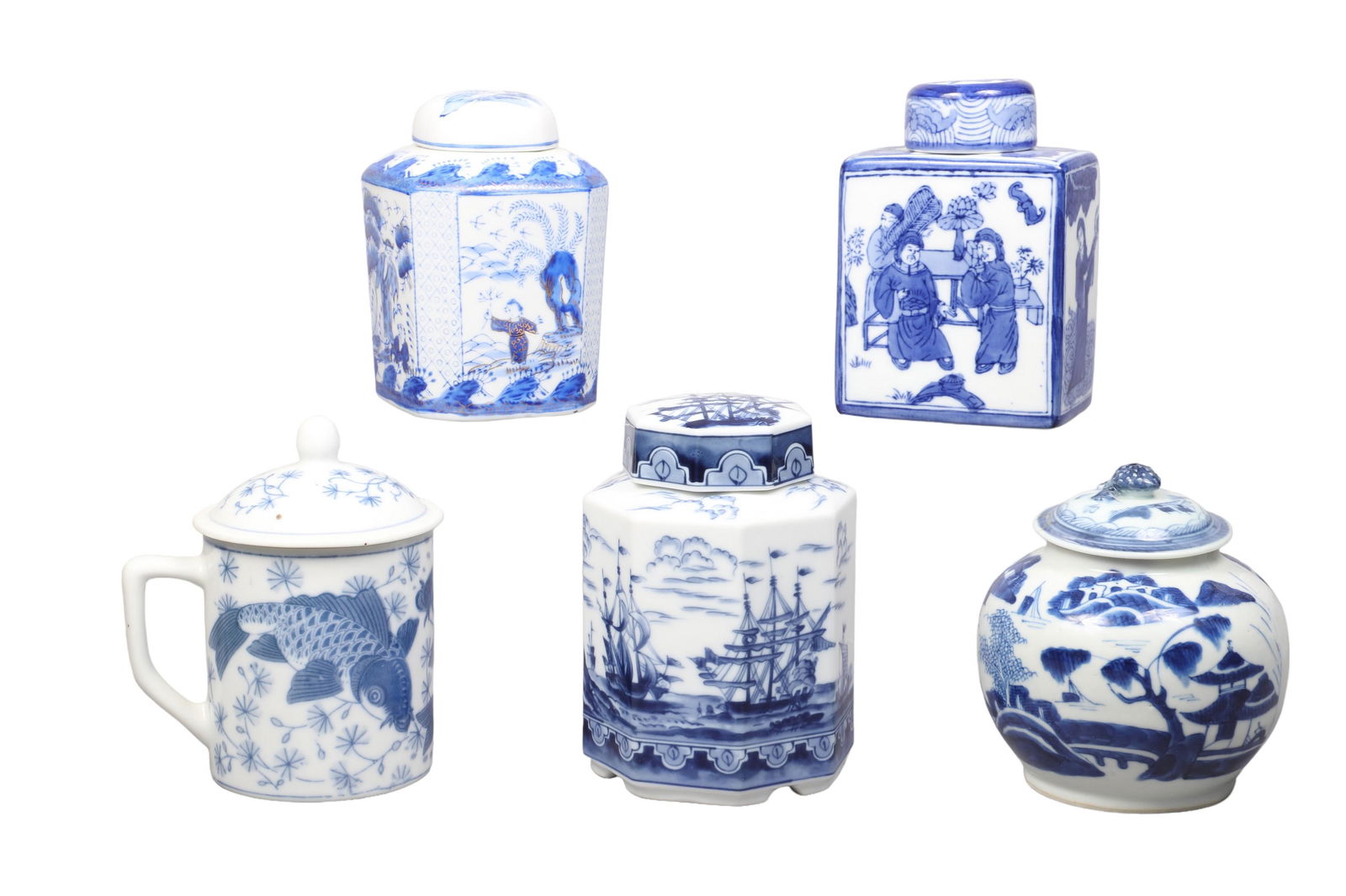 (5) Asian Porcelain Covered Jars (1 of 12)