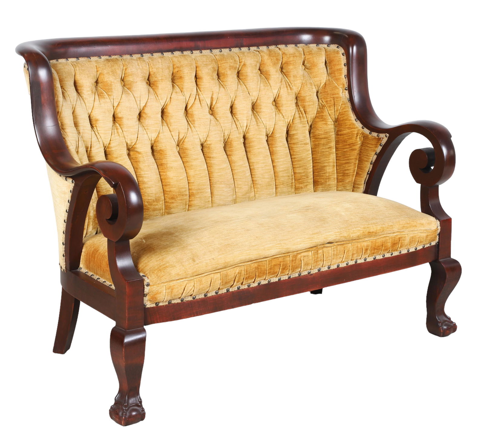 Empire style mahogany settee (1 of 6)