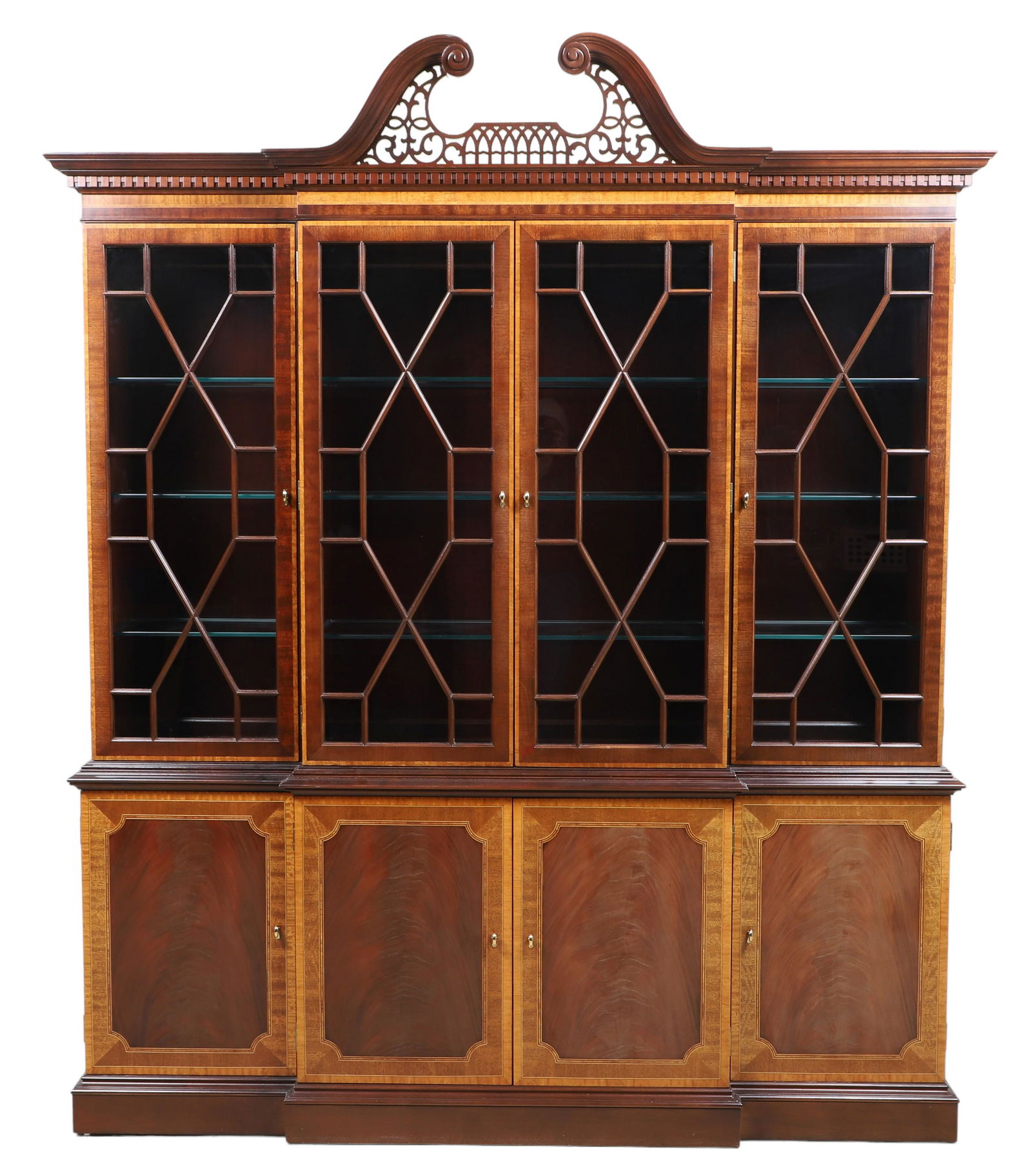 Craftique Mahogany inlaid 2-pc breakfront (1 of 8)