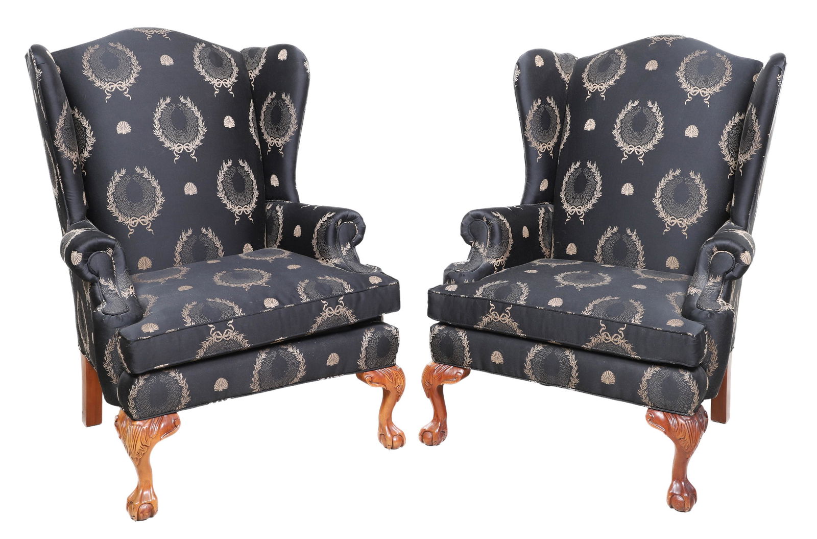 Pair Conover Chippendale style wing chairs (1 of 5)