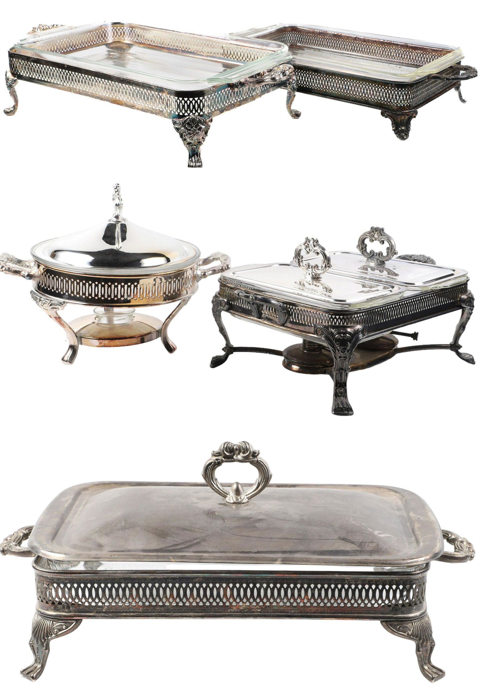 (5) Silver Plate Casseroles with Glass Inserts (1 of 5)