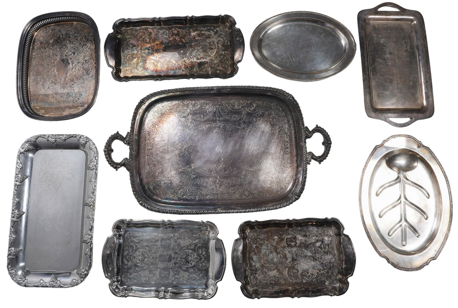 (9) Silver Plate Oval & Rectangular Platters (1 of 10)